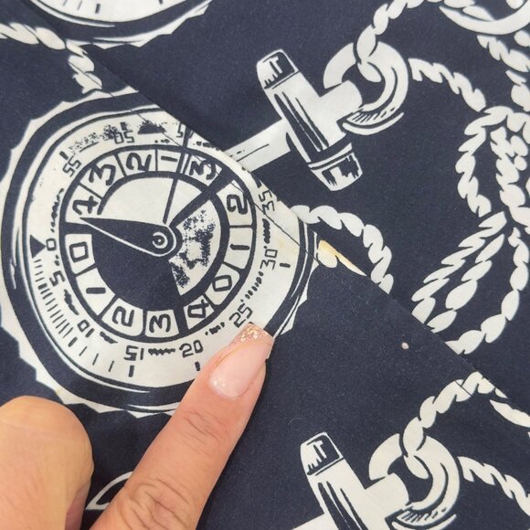 Talbots Vintage Womens Nautical Navy-White Print Wrap Midi Skirt Size 4 Tie Wais - Picture 6 of 15